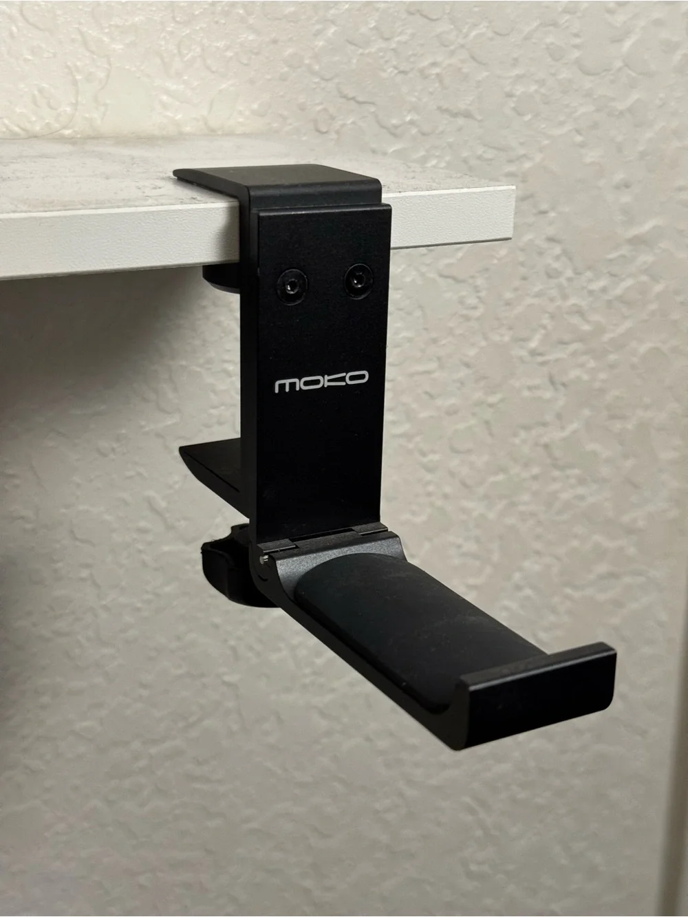 Moko Black Clamp-On Under-Shelf Headphone Hook